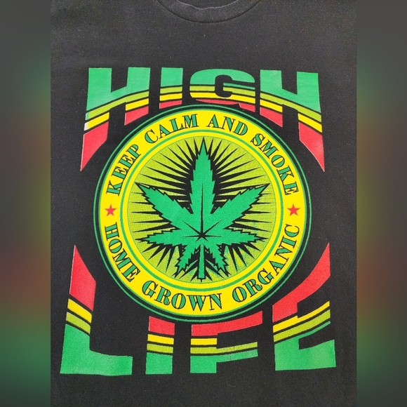 High Life Graphic T-Shirt with Leaf Design, sz XL (No Tag) - Picture 5 of 11